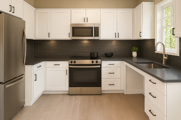 Large u-shaped kitchen perfect for ultimate accessibility.